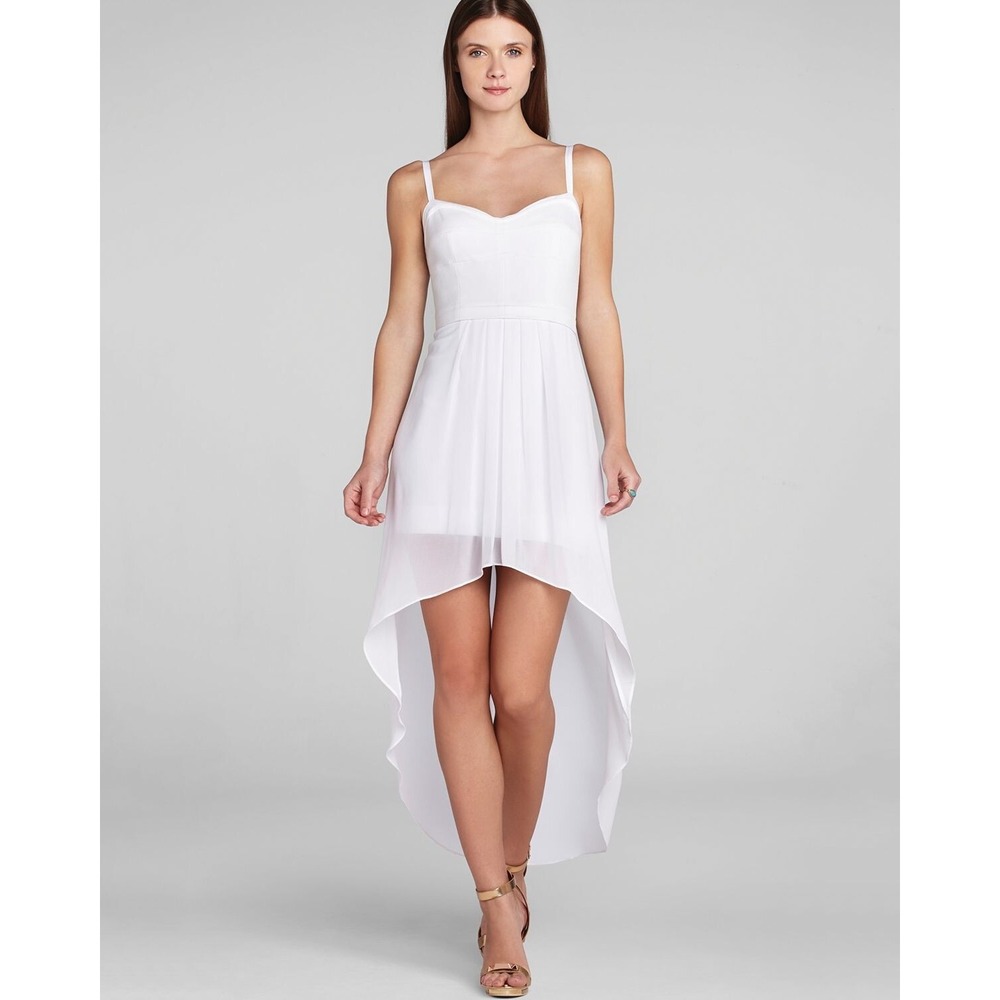 BCBG Max Azria Aiyana Bustier Sheer Hi-Lo Dress White B1870 Size 12 L